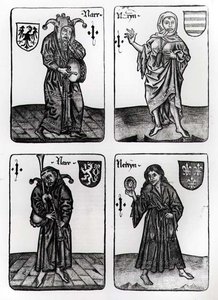 Cartes à jouer représentant le Fou dans divers costumes